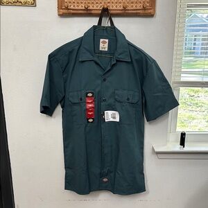 Dickies Men's Green Work Shirt